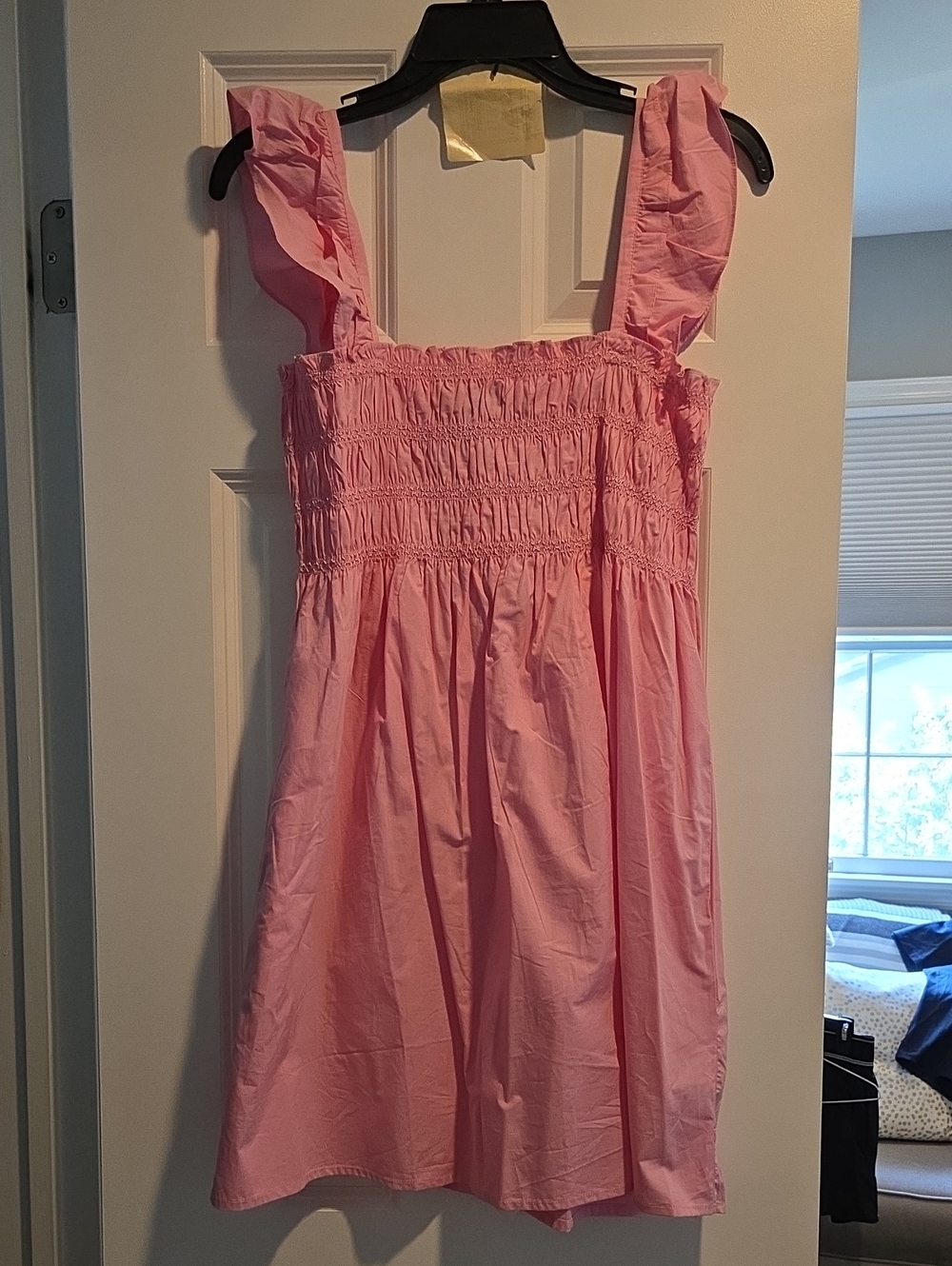 Pink Ruffled Strap Smocked Sundress